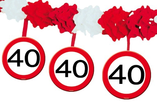 40 jaar verjaardag feest slingers met stopborden van 4 meter