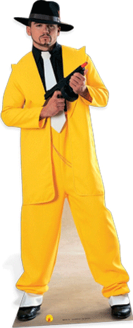 Star cut-out ganster in yellow suit