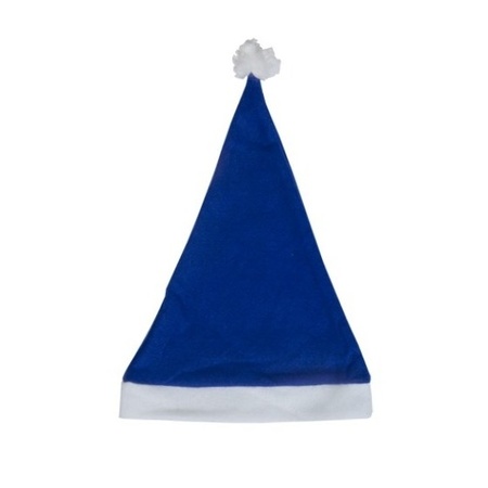 100x Blue budget Santa hat for adults