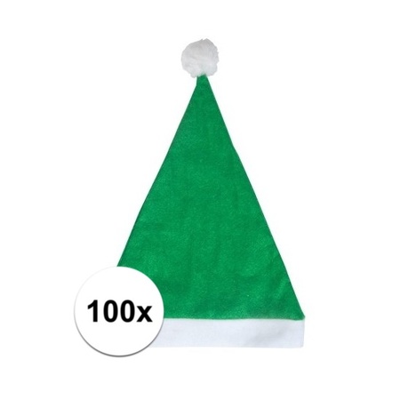 100x Green budget Santa hat for adults