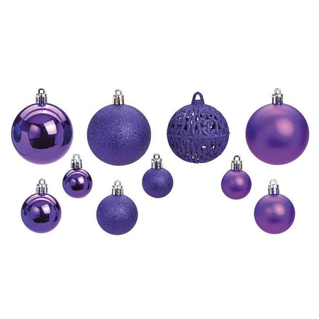 100x Purple plastic Christmas balls 3, 4 and 6 cm