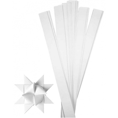100x Hobby paper strips white 73 cm