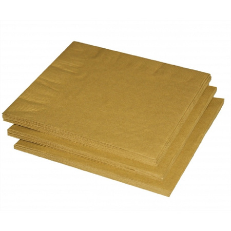 100x pieces Golden napkins thick 33 x 33 cm