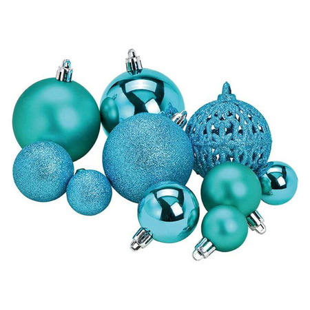 100x stuks kunststof kerstballen turquoise blauw 3, 4 en 6 cm