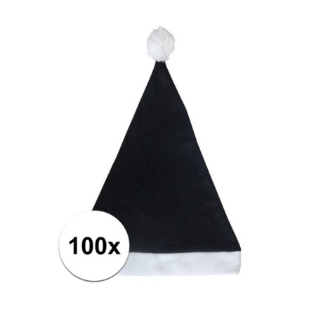100x Zwarte voordelige kerstmuts voor volwassenen
