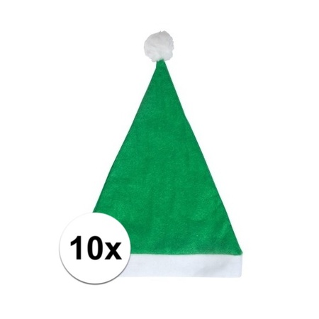 10x Groene voordelige kerstmuts voor volwassenen