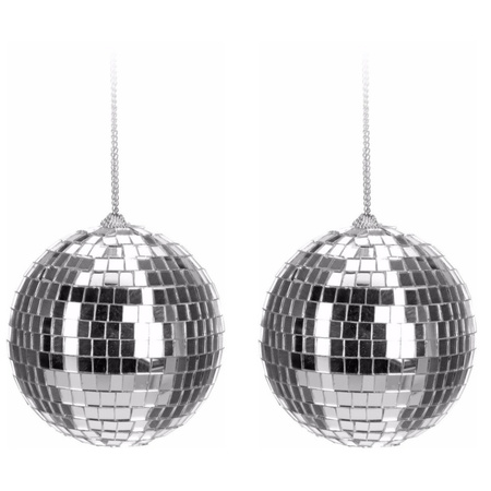 10x Kerstboom decoratie discobal kerstballen zilver 6 cm