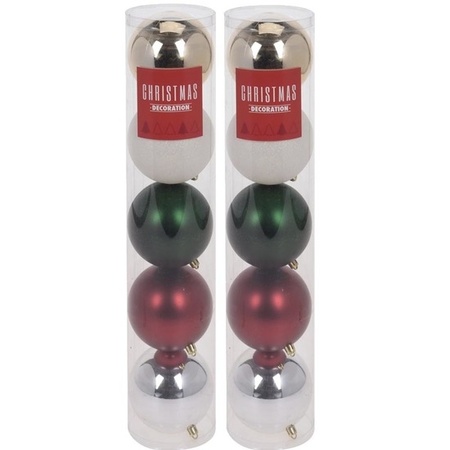 10x Klassieke kleuren kerstballen 10 cm kunststof