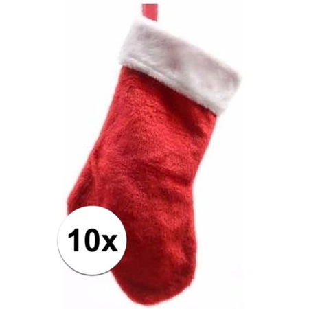 10x Christmas plush stockings 40 cm