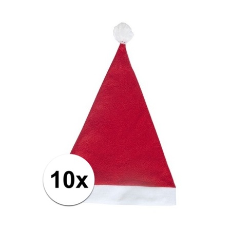 10x Rode voordelige kerstmuts voor volwassenen