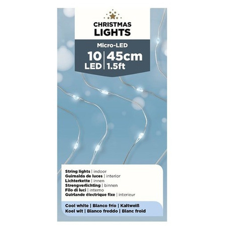 10x stuks draadverlichting zilverdraad 10 witte lampjes - 45 cm