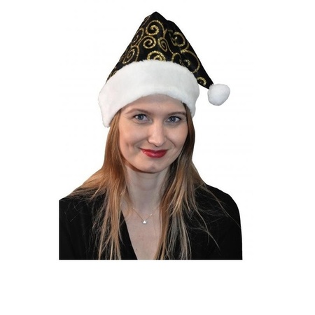 10x Christmas hat black/gold