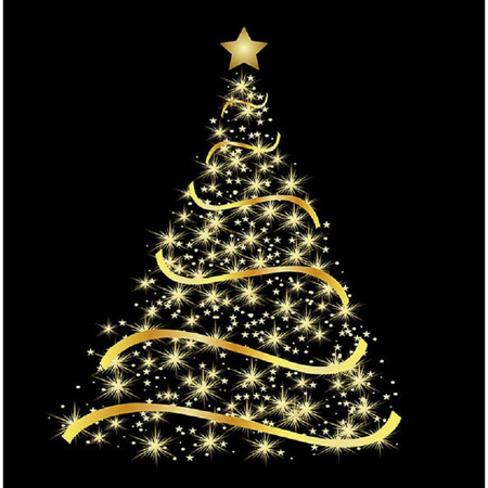 120x Black christmas theme napkins with gold tree 33 x 33 cm