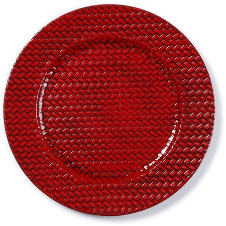 12x Diner plates/platters red braided 33 cm round