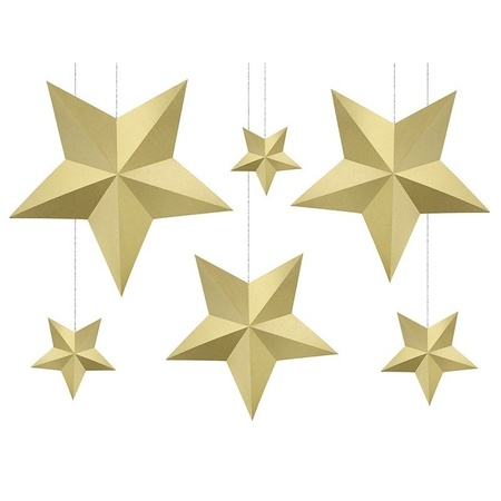 12x DIY gouden glitter sterren hangers
