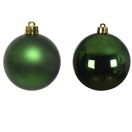 12x Donkergroene kerstballen 6 cm kunststof mat/glans