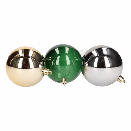 Christmas tree decoration baubles mix silver/green/gold 12 x