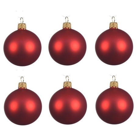 12x Christmas red glass Christmas baubles 8 cm matte