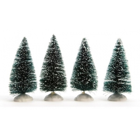 12x Kerstdorp onderdelen miniatuur boompjes met sneeuw 10 cm