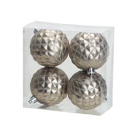 12x Luxe zilveren kunststof kerstballen 8 cm kerstboomversiering