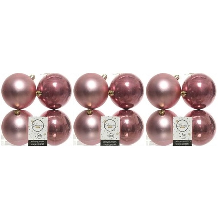 12x Oud roze kerstballen 10 cm kunststof mat/glans