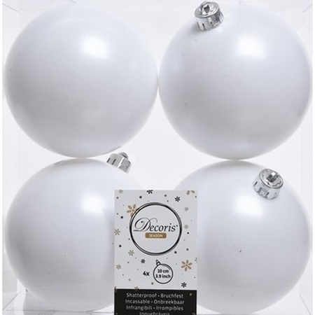 12x Winter witte kerstballen 10 cm kunststof mat