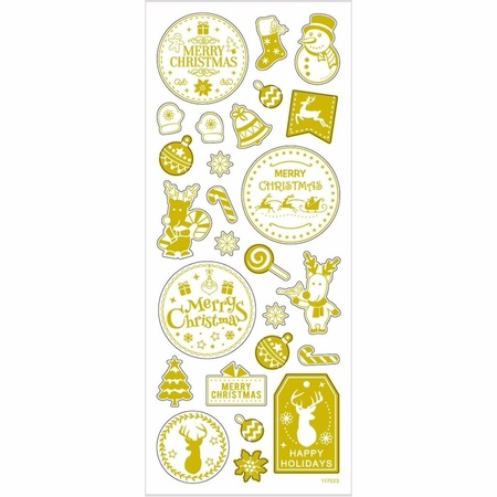 130x Kerst decoratie stickers goud 