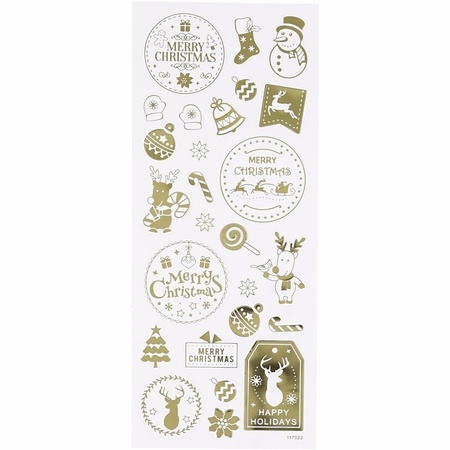 130x Kerst decoratie stickers goud 