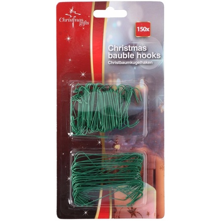 150x Groene kerstbalhaakjes/kerstboomhaakjes 6,3 cm