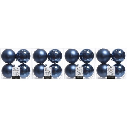 16x Donkerblauwe kerstballen 10 cm kunststof mat/glans
