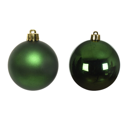 16x Dark green Christmas baubles 4 cm plastic matte/shiny