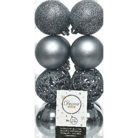 171 stuks Kerstballen mix zilver-grijs-blauw voor 210 cm bo