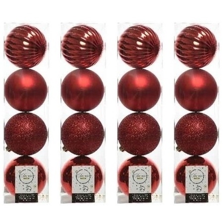 16x Christmas red Christmas baubles 10 cm plastic mix