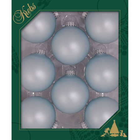 16x Misty aqua blue velvet glass christmas baubles matt 7 cm