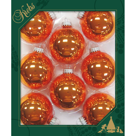 16x Orange Crush glass christmas baubles shiny 7 cm