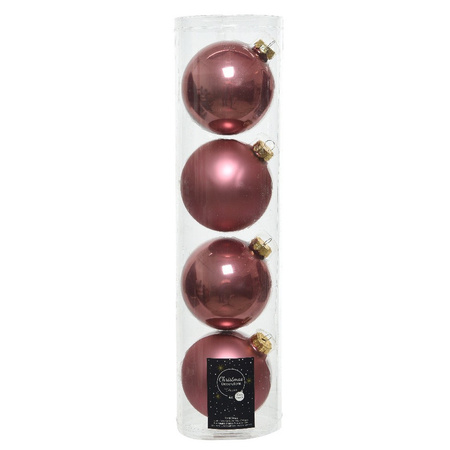 16x Oud roze glazen kerstballen 10 cm glans en mat