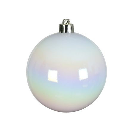 16x Pearl white Christmas baubles 4 cm plastic matte/shiny