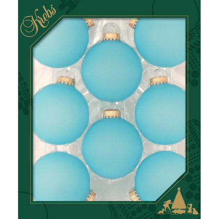 16x Spa Frost blue glass christmas baubles matt 7 cm