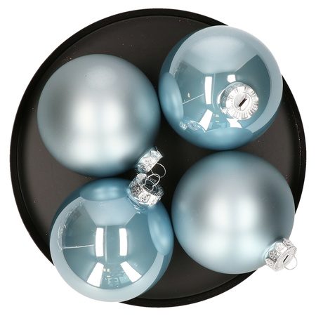 16x stuks glazen kerstballen lichtblauw 10 cm mat/glans