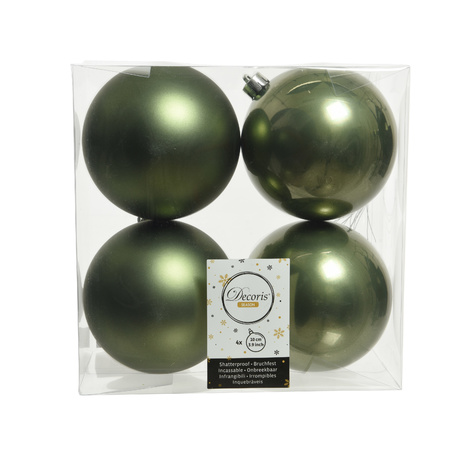 16x stuks kunststof kerstballen mos groen 10 cm glans/mat