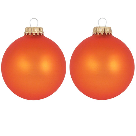 16x Wildifre Velvet orange glass christmas baubles matt 7 cm