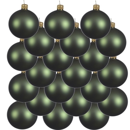 18x Dark green glass Christmas baubles 6 cm matte