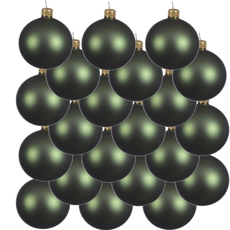 18x Dark green glass Christmas baubles 8 cm matte