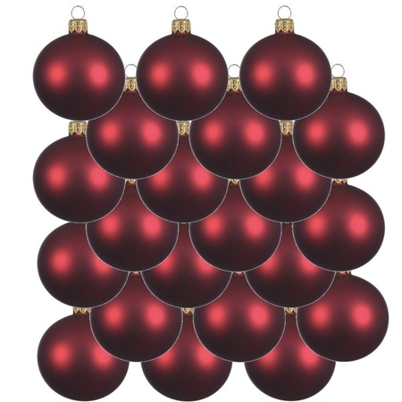 18x Donkerrode glazen kerstballen 6 cm mat