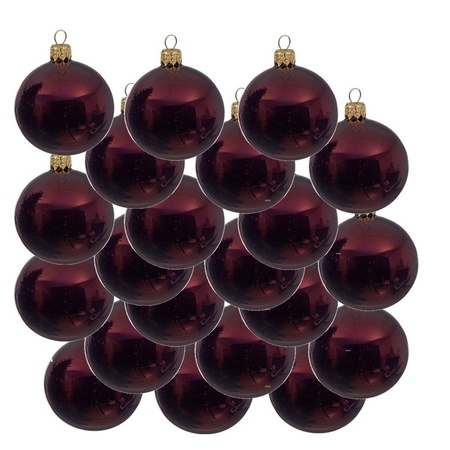 18x Dark red glass Christmas baubles 8 cm shiny