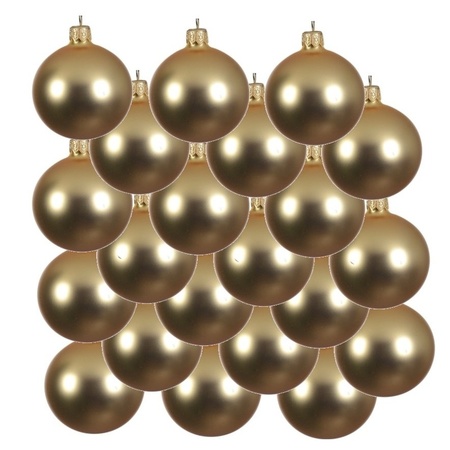 18x Gold glass Christmas baubles 6 cm matte