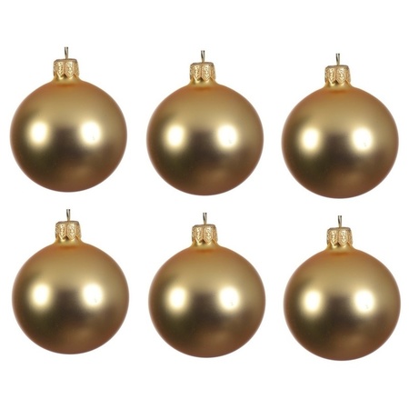 18x Gouden glazen kerstballen 6 cm mat