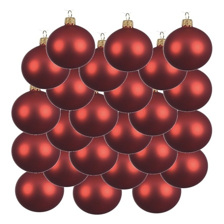 18x Christmas red glass Christmas baubles 6 cm matte