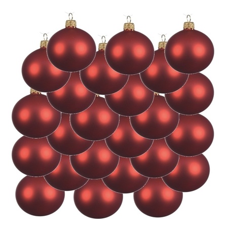 18x Christmas red glass Christmas baubles 8 cm matte