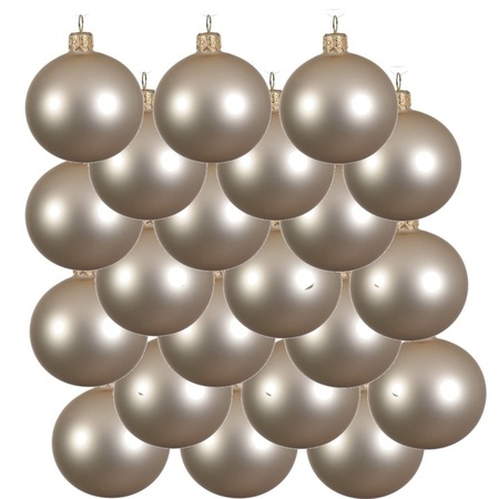 18x Light pearl/champagne glass Christmas baubles 6 cm matte